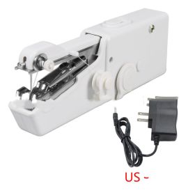 Handheld Portable Electric Sewing Machine Set Mini Household Handy Stitch Handheld Electric Sewing Machine (Option: White-US-B)