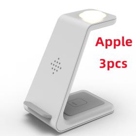 3 In 1 Fast Charging Station Wireless Charger Stand Wireless Quick Charge Dock For Phone Holder (Option: 3PCS White-Apple)