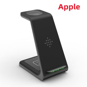 3 In 1 Fast Charging Station Wireless Charger Stand Wireless Quick Charge Dock For Phone Holder (Option: Black-Apple)