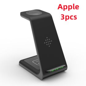 3 In 1 Fast Charging Station Wireless Charger Stand Wireless Quick Charge Dock For Phone Holder (Option: 3PCS black-Apple)