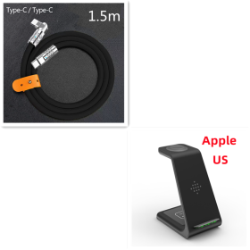 3 In 1 Fast Charging Station Wireless Charger Stand Wireless Quick Charge Dock For Phone Holder (Option: Black Set3-Apple US plug)