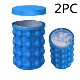 Silicone Ice Maker Quick Cold Ice Bucket Ice Cube Storage Silicone Bucket (Option: Blue 2pc-13.5x14.5)