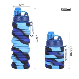 500ml Creative Silicone Folding Water Cup Outdoor Sports Ride Fitness Portable Kettle Camouflage Gift Cup Free Delivery Items (Color: 03, Capacity: 0.5L)