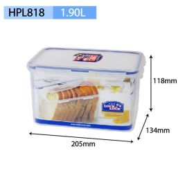 Plastic Fresh-keeping Lunch Box Sealed Food Refrigerator Storage Box Bento Box Microwaveable (Model: HPL818-1900ML)