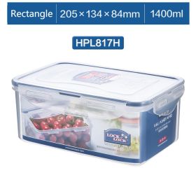 Plastic Fresh-keeping Lunch Box Sealed Food Refrigerator Storage Box Bento Box Microwaveable (Model: HPL817H-1400ML)