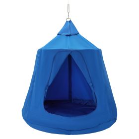 Hanging Tree Tent, 330 LBS Capacity Hanging Tent Swing for Indoor and Outdoor Hammock Sensory Swing Chair w/LED Lights String, Inflatable Base (Color: Blue, Type: Fully Enclosed)